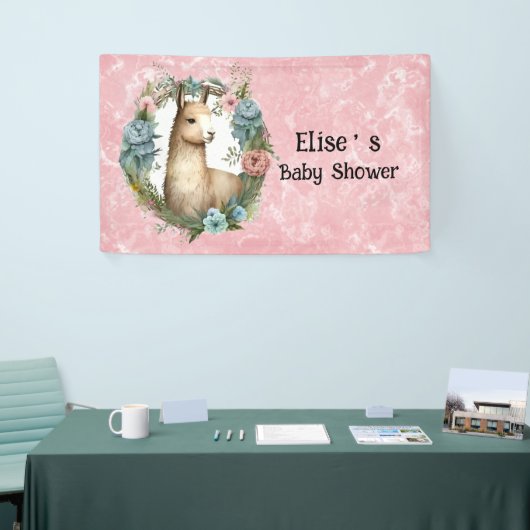 Cute Llama Succulent Floral Wreator Baby shower Spandoek (Beurs)