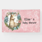 Cute Llama Succulent Floral Wreator Baby shower Spandoek (Horizontaal)