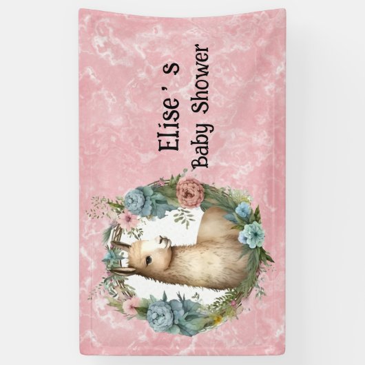 Cute Llama Succulent Floral Wreator Baby shower Spandoek (Verticaal)