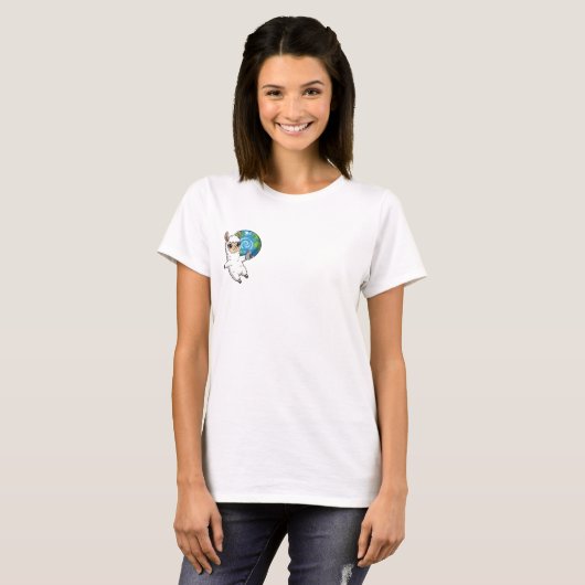 Cute Llama Taking Selfie with Planet Earth T-shirt (Voorkant volledig)