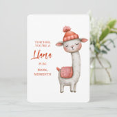 Cute Llama Teacher Appreciation Valentine Feestdagenkaart (Staand voorkant)