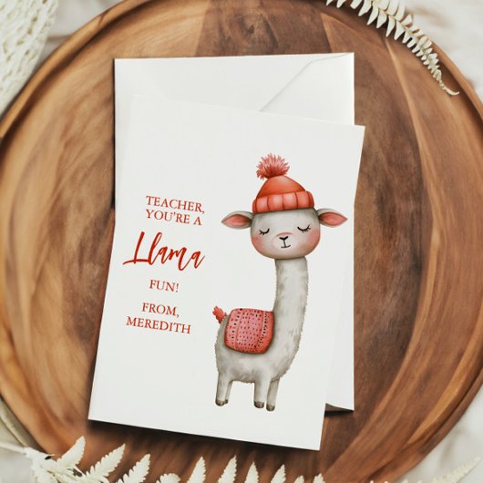 Cute Llama Teacher Appreciation Valentine Feestdagenkaart