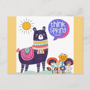 Cute Llama Think Spring Briefkaart