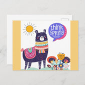 Cute Llama Think Spring Briefkaart (Voorkant / Achterkant)