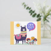 Cute Llama Think Spring Briefkaart (Staand voorkant)