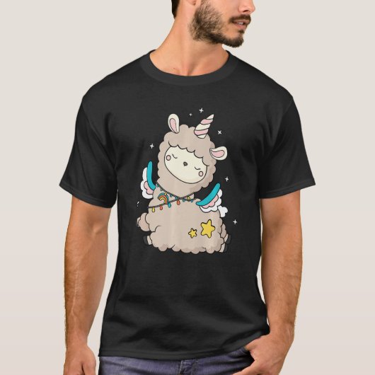 Cute Llama Unicorn Llamacorn Pastel Girls T-shirt (Voorkant)