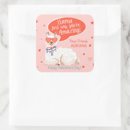 Cute Llama Valentijn Vierkante Sticker