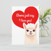 Cute Llama Valentijnskaart Feestdagenkaart (Staand voorkant)