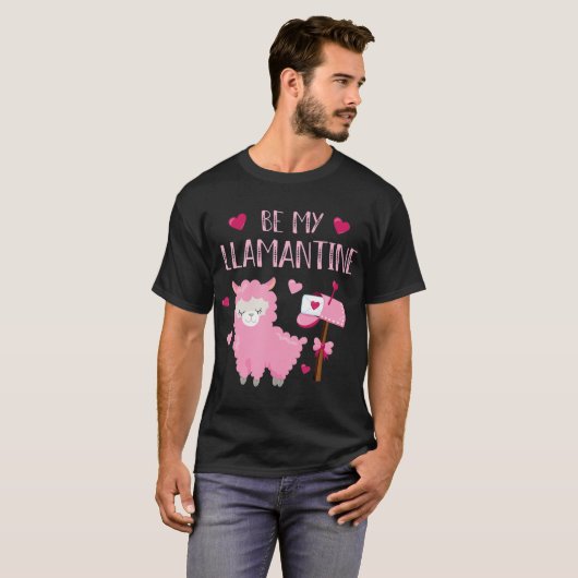 Cute Llama Valentines Day Be My Llamantine Couples T-shirt (Voorkant volledig)