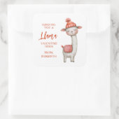 Cute Llama Valentine's Day Label, Valentine Vierkante Sticker (Tas)