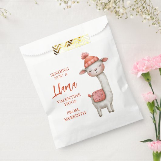 Cute Llama Valentine's Day Treat Sack, Valentine Bedankzakje (Gezegeld)