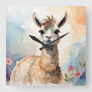 Cute Llama Vierkante Klok