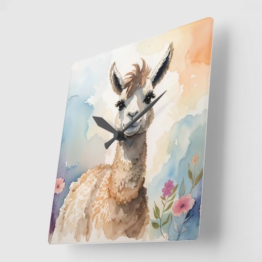 Cute Llama Vierkante Klok (Hoek)