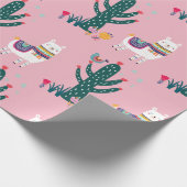 Cute Llama-vogel en cactus Cadeaupapier (Hoek)