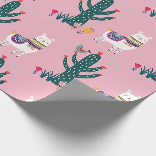 Cute Llama-vogel en cactus Cadeaupapier (Hoek)