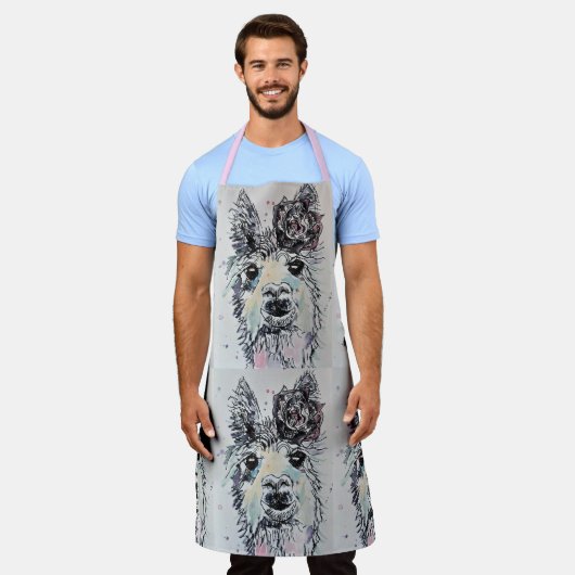 Cute Llama Waterverf Schilderen Dierendames Apron Schort (Gedragen)