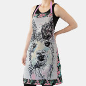 Cute Llama Waterverf Schilderen Dierlijk Roos Scho Schort (Insitu)