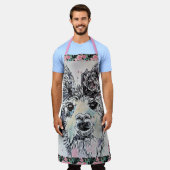 Cute Llama Waterverf Schilderen Dierlijk Roos Scho Schort (Gedragen)