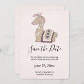 Cute Llama Wearing a Crown Birthday Save The Date (Voorkant / Achterkant)