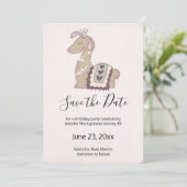 Cute Llama Wearing a Crown Birthday Save The Date (Staand voorkant)