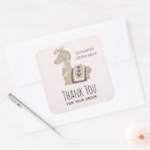 Cute Llama Wearing a Crown Business Hartelijk dank Vierkante Sticker (Envelop)