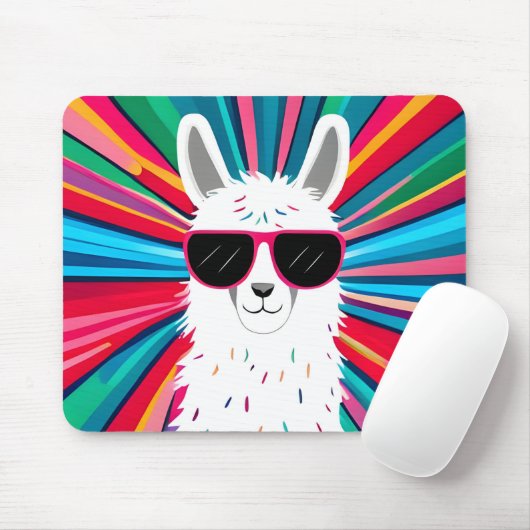 Cute Llama Wearing Cool Sunglass Muismat (Met muis)