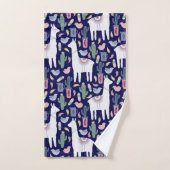 Cute Llama Whimsical Botanical Pattern Bad Handdoek (Handdoek)