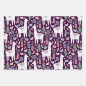 Cute Llama Whimsical Botanical Pattern Inpakpapier Vel (Voorkant 3)