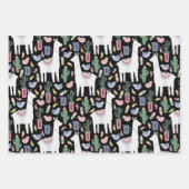 Cute Llama Whimsical Botanical Pattern Inpakpapier Vel (Voorkant 2)