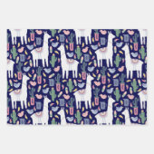 Cute Llama Whimsical Botanical Pattern Inpakpapier Vel (Voorkant)