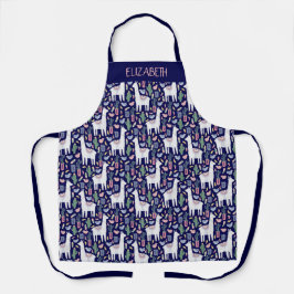 Cute Llama Whimsical Botanical Pattern Schort
