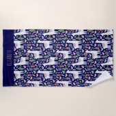 Cute Llama Whimsical Botanical Pattern Strandlaken (Voorkant)