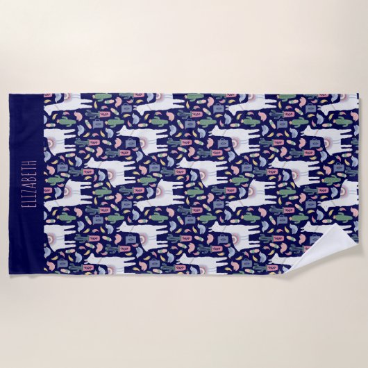 Cute Llama Whimsical Botanical Pattern Strandlaken (Voorkant)