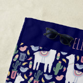 Cute Llama Whimsical Botanical Pattern Strandlaken (In situ)