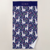 Cute Llama Whimsical Botanical Pattern Strandlaken (Voorkant)