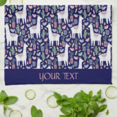 Cute Llama Whimsical Botanical Pattern Theedoek (Gevouwen)