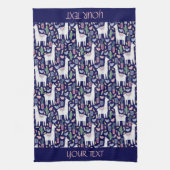 Cute Llama Whimsical Botanical Pattern Theedoek (Verticaal)