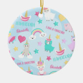 Cute Llamacorn Pastel Pattern Girl Keramisch Ornament (Voorkant)