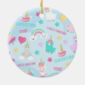 Cute Llamacorn Pastel Pattern Girl Keramisch Ornament (Achterkant)