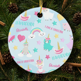 Cute Llamacorn Pastel Pattern Girl Keramisch Ornament