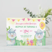 Cute Llamas Kids Birthday Kaart (Staand voorkant)