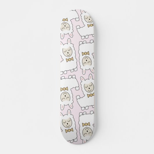 Cute Llamas Pattern (Roze) Skateboard (Voorkant)