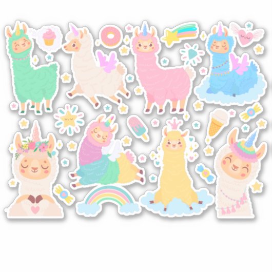 Cute Llamas Sticker (Voorkant)