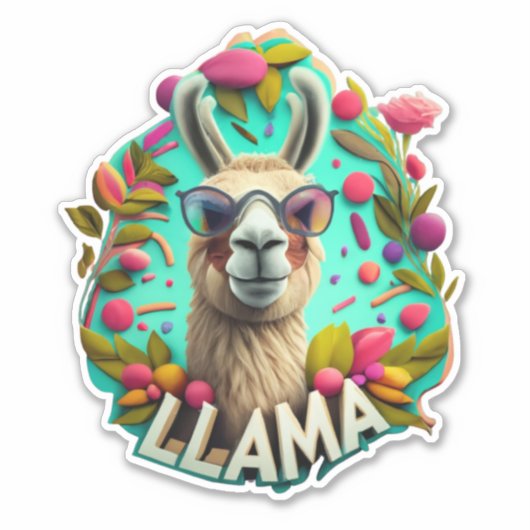 Cute Llamas Sticker (Voorkant)