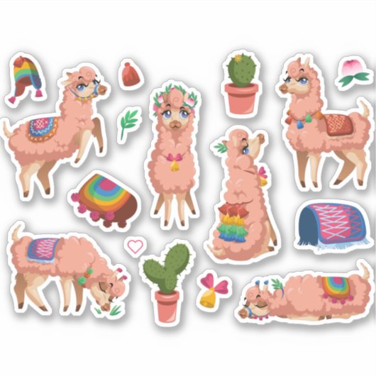 Cute Llamas Sticker (Voorkant)