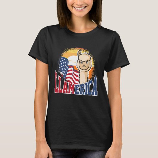 Cute Llamerica Patriotic Mannen America 3 T-shirt (Voorkant)