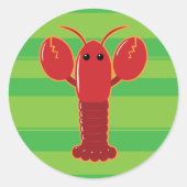 Cute Lobster Ronde Sticker (Voorkant)