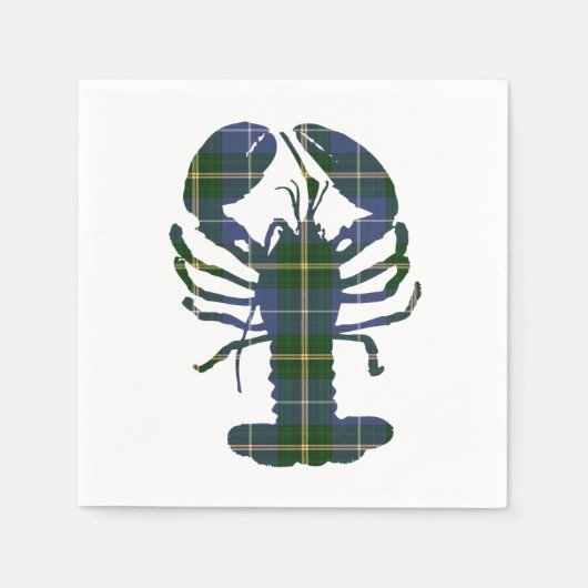 Cute Lobster tartan Nautical strand paper inapkins Servetten (Voorkant)