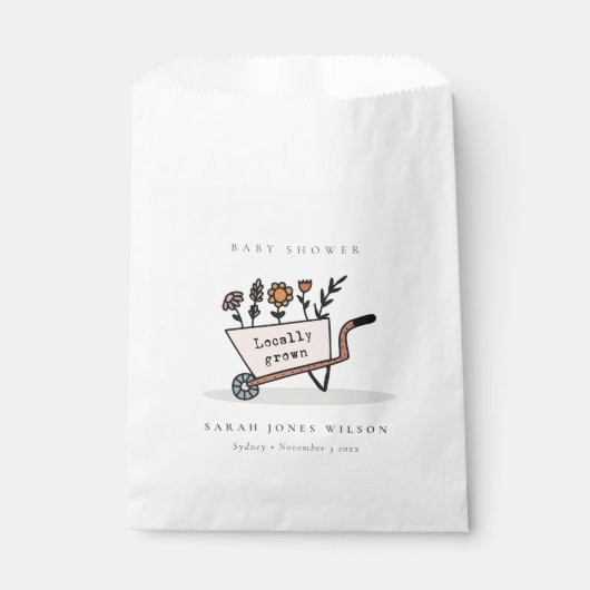 Cute locally Grown Blush Floral Cart Baby shower Bedankzakje (Voorkant)