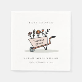 Cute locally Grown Blush Floral Cart Baby shower Servet